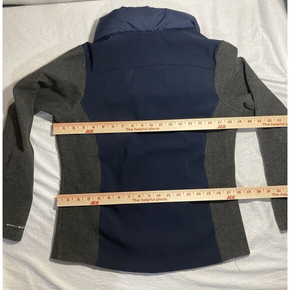 Columbia Women’s Medium Jacket Omni Heat Blue Gray Felt Sleeves Unique Style - Picture 8 of 9